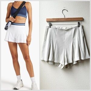 The Upside Cream Ivory Pleated Ribbed stretch-jersey Tennis Shorts Sz M